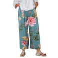thumbnail image 1 of GZWYHT Wide Leg Pants,Flowy Pants,Women's Pajama Pants Comfy Printed Wide Leg Pants Bow Elastic Waist Long Pj Bottoms,Pajama Pants,High Waisted Pants,Palazzo Pants,Green,One Size, 1 of 9