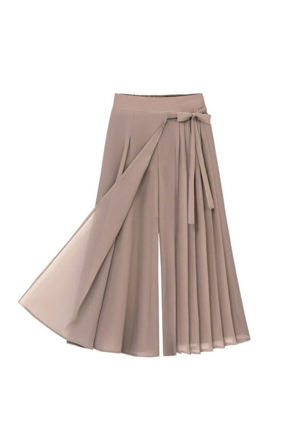 Wide Leg Pants,Palazzo Pants,Women's pleated chiffon trousers large size elastic waist casual pants pant skirt,High Waisted Pants,Pants for Women,Plus Size Pants,Pink,L