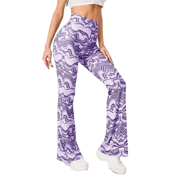 GZWYHT Wide Leg Pants,Yoga Pants Women,Women'S Water Ripple Yoga Casual Pants Flared Pants Fitness Yoga Pants,Palazzo Pants,Flare Leggings,High Waisted Pants,Purple,4XL