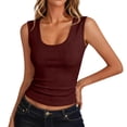 thumbnail image 1 of GZWYHT Women Ribbed Knit U Neck Sleeveless Tank Tops Wide Strap Fitted Basic Cami Shirts, Soft Stretch Textured Layering Vest, Casual Everyday Office Workout Beach Camisole Red L, 1 of 9