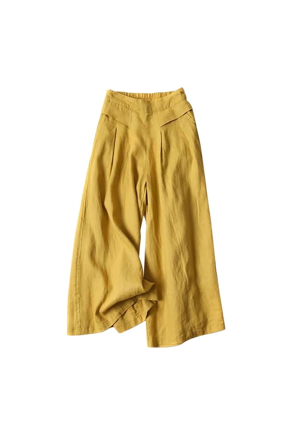 Women' S Culottes Linen Blend Wide Leg Pants，Lightweight Flowy Lounge Trousers Plus Size Linen Pants High Elastic Waist Casual Palazzo Trousers With Pockets Wide Leg Palazzo，Pink M