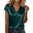 thumbnail image 1 of GZWYHT Women Silk Satin Tops Crew Neck Satin Tank Top Basic Cami Shirts Form Fitting Scoop Neck Basic Double Lined Loose Sleeveless Adjustable Shoulder Strap Green XL, 1 of 4