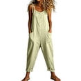 thumbnail image 1 of GZWYHT Women's Loose Bib Overalls Adjustable Tie Spaghetti Strap Jumpsuit Plus Size Casual Baggy Cropped Romper Green S, 1 of 6