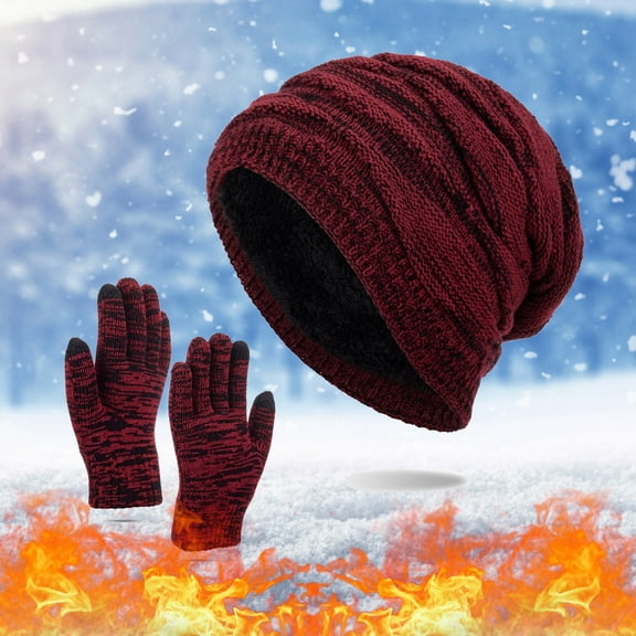 GZWYHT Womens Hats, Gloves & Scarves,Beanie Hats Hat Neutral Women Men Autumn And Winter Solid Color Wool Hat Thickened Warm Ear Protection Cold Knitted Hat Glove Two Piece Set Scarf for Women A