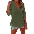 thumbnail image 1 of GZWYHT Womens Hoodies Beach Cover Up，Boho Peasant Gauze Blouses Shirts For Women Trendy Cotton Blouses For Women Oversized Tshirts For Women Summer Vacation Top Green 2XL, 1 of 7