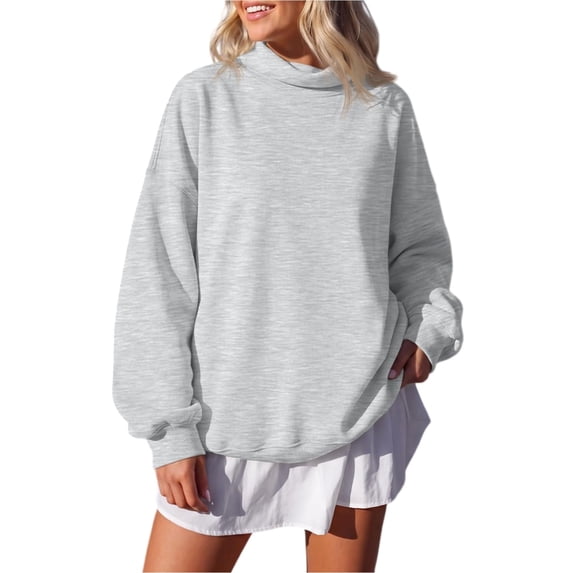 GZWYHT Womens Mock Neck Sweatshirt Funnel Neck Sweatshirt Long Sleeve Turtleneck Tops Plain Mock Neck Sweatshirt High Neck Sweatshirt Blank Mock Neck Sweatshirt Long Sleeve Sweatshirt Gray M