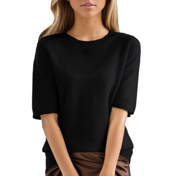 GZWYHT Womens Summer Short Sleeve TopsCrew Neck Lightweight Pullover Sweaters Long Sleeve Lightweight Knit Pullover Sweater Tops Solid Color Fashion Sweaters
