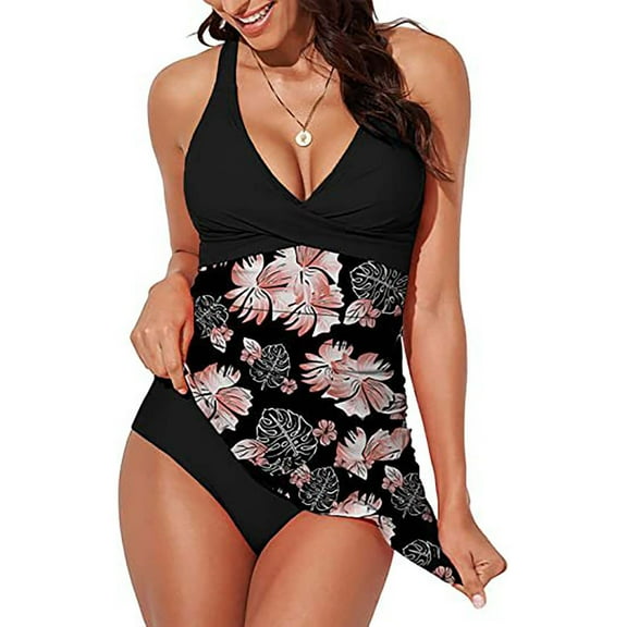 GZWYHT Womens Swimsuits One Piece Swimsuit Women Women Retro Tankini Swimdress Bathing Suits Two Tankini Tops With Bikini Bottoms Swimwear Swimsuits for Curvy Women Bathing Suit for Women Pink XL