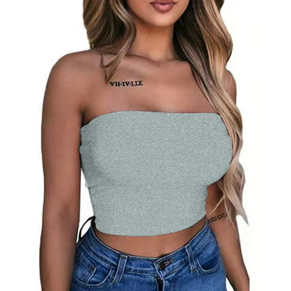 GZWYHT Womens Tank Tops,Going Out Tops,Women's Chest Wrapped Solid Color Multi Color Strapless Off Shoulder Short Tight Top,Crop Tops,Women's Tanks & Camis,Workout Tops,Sexy Tops