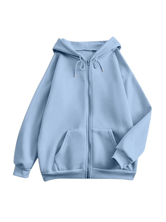 Womens Zip Up Hoodies Sweat Shirts for Womens Pullover Hoodie Oversized Full Zip Hoodies Summer Hoodies Lightweight Zip Up Hoodie Oversized Sweatshirt Sweat Jackets Fall Outfits Blue XL