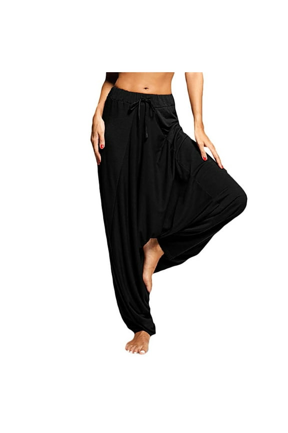Yoga Pants Women,Harem Pants,Women Plus Size Solid Color Casual Loose Pants Yoga Pants Women Trousers Harem Pant,High Waisted Pants,Pants for Women,Leather Pants,Black,XXL