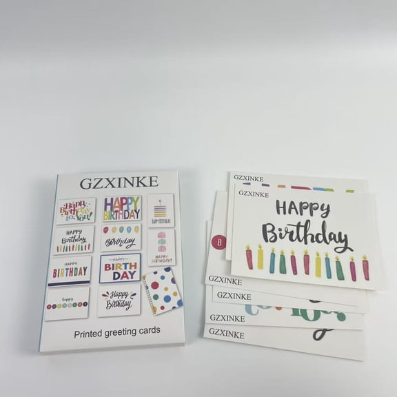 GZXINKE Printed greeting cards,Happy Birthday Cards Bulk with Short Message Inside, 5x7 Inch Thick Card Stock Assorted Birthday Cards with Envelopes - 6 pcs