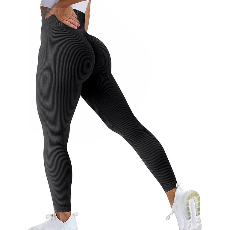GZXISI Women Ribbed Seamless Leggings High Waisted Workout Gym Yoga Pants  Butt Lifting Tummy Control Tights 