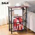 thumbnail image 1 of GZXS 14.6" Small Side Table with Storage, Narrow End Table with Magazine Basket and Toilet Paper Holder for Bathroom, Living Room, Easy Assembly, Coffee, 1 of 9