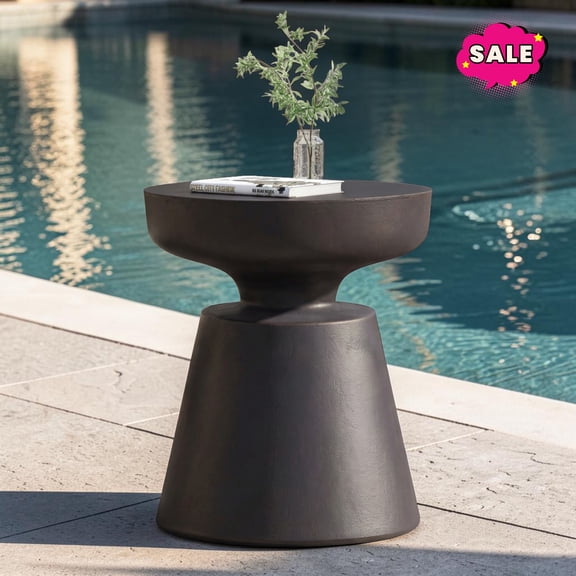 GZXS 17.7 Inch Round Side Table for Outdoor, Lightweight MGO End Table, Accent Table for Patio, Garden, Backyard, No Assembly Required, Copper