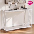 thumbnail image 1 of GZXS 2 Tier Console Table for Entryway, 43.3" Behind Couch Table with Storage Shelf, Sofa Table with Metal Frame for Hallway, Foyer, Living Room, Oak, 1 of 7