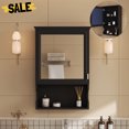 thumbnail image 1 of GZXS 20'' Compact Wall-Mounted Wooden Medicine Cabinet with Single Mirror Door, Adjustable Internal Shelf & Open Storage, for Over-the-Toilet/Vanity/Bathroom/Laundry Room, Black, 1 of 7