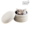 thumbnail image 1 of GZXS 22.4" Upholstered Velvet Ottoman in Ivory, Round Footrest Stool with Hidden Storage & Reversible Tray Lid, No-Assembly, 1 of 6