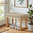thumbnail image 1 of GZXS 25.5" Cushioned Shoe Bench with Solid Wood Legs, Brown Loop Yarn Upholstered Seat, Modern Minimalist Compact Entryway Bench for Shoe Changing and Extra Seating, Easy Assembly, 1 of 8