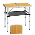 thumbnail image 1 of GZXS 2ft Portable Folding Camping Table with Adjustable Height, Lightweight Aluminum Picnic Side Table with Mesh Shelf and Carry Handle, Wood Grain, 1 of 10