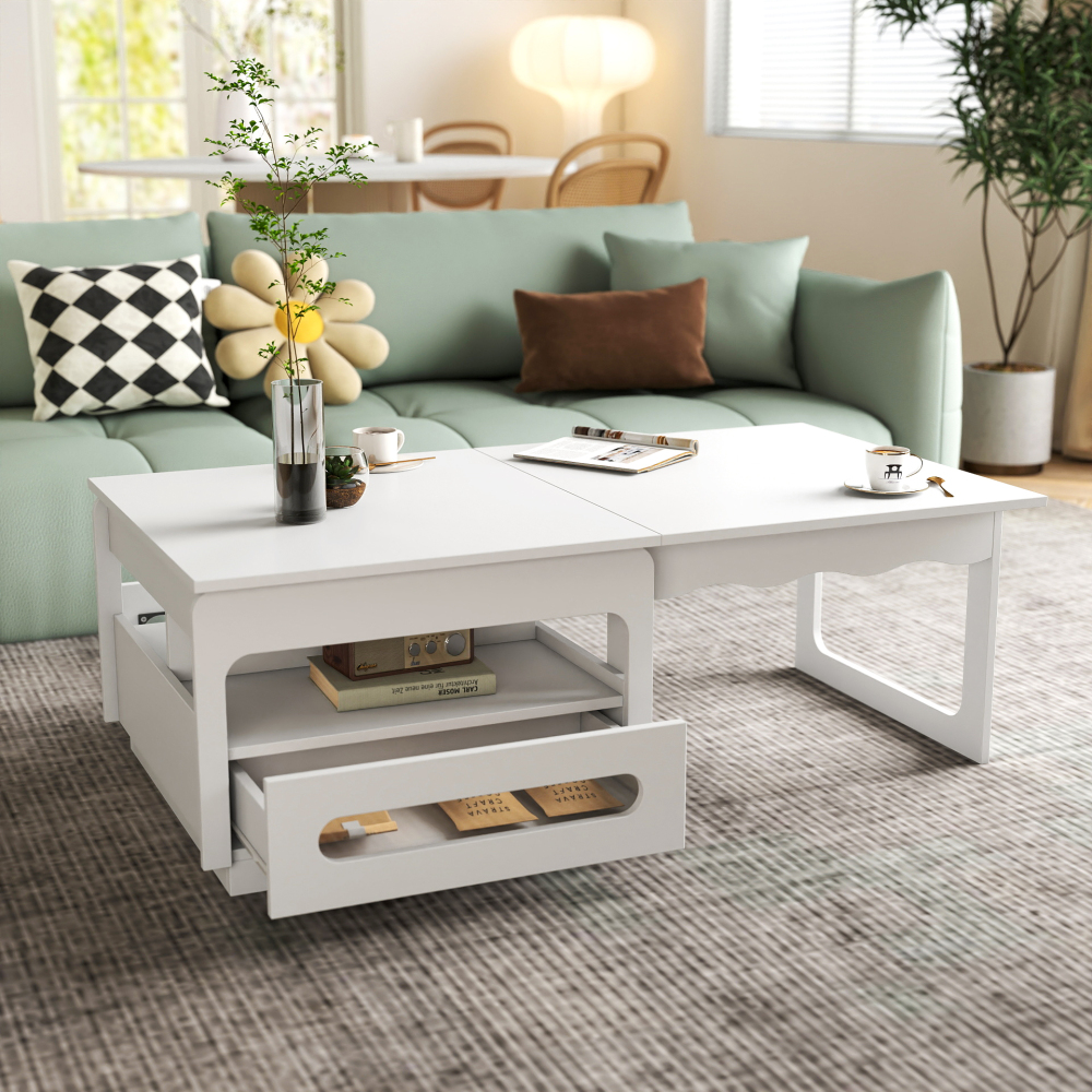 GZXS 3-in-1 Deformable Coffee Table with Storage, Multifunctional ...