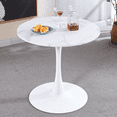 thumbnail image 1 of GZXS 31.5" Mid-Century Modern Round Dining Table with MDF Top and Metal Pedestal Base – Kitchen or Living Room Table, White Marbling Finish, 1 of 6
