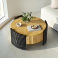 thumbnail image 1 of GZXS 31.5" Round Coffee Table with Flip Top & Hidden Compartment, Two-Tone Design, Modern MDF Storage Center Table for Living Room/Home Decor, Wood+Dark Brown, 1 of 9