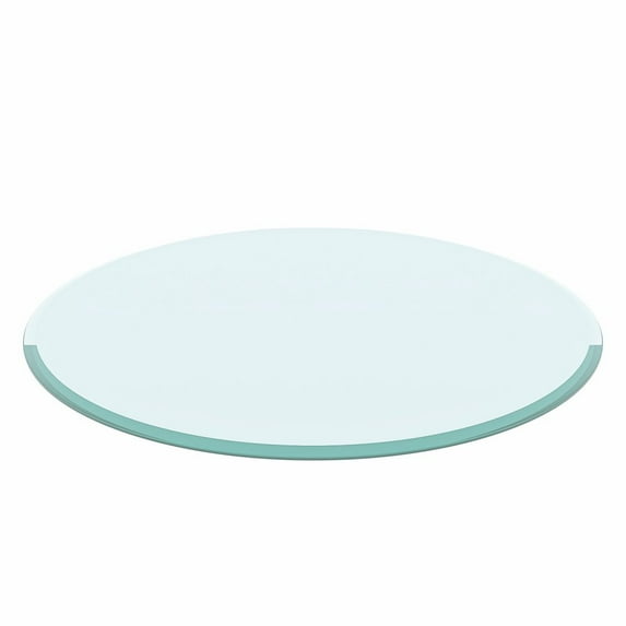 GZXS 32" Round Tempered Glass Table Top Clear Glass 1/2" Thick Beveled Polished Edgee, Transparent