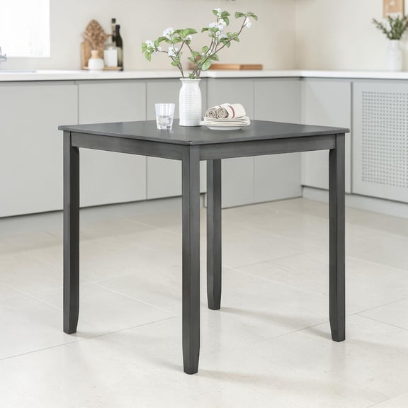 GZXS 34.5-Inch Square Dining Table with MDF Top and Solid Wood Legs, 36"H Counter Height Kitchen Table for Small Spaces, Gray