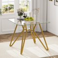 thumbnail image 1 of GZXS 35.4-Inch Square Tempered Glass Dining Table for 2–4 People, Modern Kitchen Table with Gold Metal Legs, Small Space Dining Table for Apartment, Office, or Café, 1 of 9