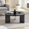 thumbnail image 1 of GZXS 35.43" Round Wood Coffee Table with Metal Frame, Modern Black Center Cocktail Table for Living Room, Easy Assembly, 1 of 8