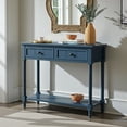 thumbnail image 1 of GZXS 36" Traditional Console Table with Drawers & Shelf, Antique-Inspired Entryway Table with Solid Pine Legs, for Living Room, Hallway, Dining Room (Dark Navy), 1 of 10