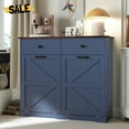 thumbnail image 1 of GZXS 39.3"W Tilt Out Trash Cabinet, Farmhouse Freestanding Kitchen Recycling Bin Cabinet with 2 Tilt-Out Compartments & 2 Drawers for Kitchen, Laundry Room, Dining/Living Room (Antique Blue), 1 of 10