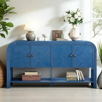 GZXS 4-Door Console Table with Storage, 59.8-Inch Entryway Table with Open Shelf for Hallway, Foyer, Living Room (Navy Blue)