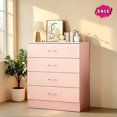 thumbnail image 1 of GZXS 4 Drawer Dresser for Bedroom, Small Chests of Drawers, Modern Night Stand for Hallway, Closet, Living Room, Pink, 1 of 10