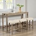 thumbnail image 1 of GZXS 4-Piece Bar Table Set with Power Outlets, 59" Long Pub Table with 3 Linen Fabric Stools, Perfect for Small Space & Breakfast Nook, Brown, 1 of 8
