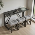 thumbnail image 1 of GZXS 4-Piece Counter Height Dining Set with USB & Type-C Ports, 59" Narrow Bar Table and 3 Upholstered Stools, Solid Wood Legs Pub Set for Kitchen Dining Room, Black, 1 of 10