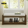 thumbnail image 1 of GZXS 40-Inch Padded Entryway Bench with Lower Shelf – Compact Accent Bench with Storage and Removable Beige Cushion for Bedroom, Living Room, or Hallway, 1 of 7
