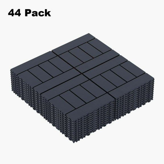 GZXS 44PCS Patio Interlocking Deck Tiles, 12"x12" Waterproof Court Tiles with Drainage, Anti-Slip PP Plastic Flooring for Balcony, Porch, Bathroom, Backyard – Covers 44 sq.ft (Gray)
