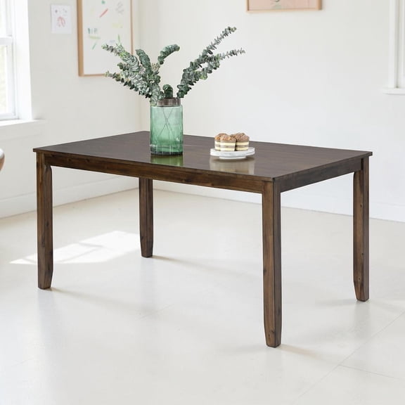 GZXS 45.5" Rectangular Dining Table for 4, Modern Farmhouse Kitchen Table with MDF Top and Solid Wood Tapered Legs, for Dining Areas or Home Office, Walnut