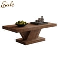 thumbnail image 1 of GZXS 47" Rectangular Coffee Table, Modern Wood Accent Center Table for Living Room, Home Office, Easy Assembly, Walnut, 1 of 8