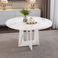 thumbnail image 1 of GZXS 47-inch Round Dining Table, Modern Kitchen Table in White Marble Finish, 300lb Capacity, Easy Assembly, Seats 4-6, Perfect for Small Spaces & Apartments, 1 of 9