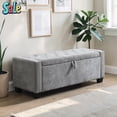 thumbnail image 1 of GZXS 48" Chenille Upholstered Bench with Button Tufted Seat, Flip-Top Storage Ottoman with Hidden Compartment, 350 lbs Weight Capacity, Light Gray, 1 of 8