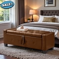 thumbnail image 1 of GZXS 48" W Storage Ottoman Bench, Brown PU Upholstered Button-Tufted Entryway Bench for Living Room, Bedroom, Hallway, 1 of 9