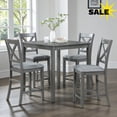 thumbnail image 1 of GZXS 5-Piece Counter Height Dinette Set, Square Kitchen Table + 4 Padded Chairs, Farmhouse Bar Dining Set for Small Space, Dining Room (Gray), 1 of 9