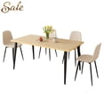 thumbnail image 1 of GZXS 5-Piece Dinette Set, 62.99" Rectangular MDF Table with Iron Legs, 4 Upholstered Chairs, Industrial Style for Kitchen or Dining Room (Natural+Beige), 1 of 9