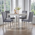 thumbnail image 1 of GZXS 5-Piece Dining Set, 39" Square Kitchen Table with 4 Upholstered Chairs, Compact Dinette Table Set for Apartment & Small Spaces (Silver Gray), 1 of 8