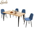 thumbnail image 1 of GZXS 5 Piece Dining Table Set for 4, Modern Industrial Kitchen Set W/ 63" Rectangle MDF Dining Table and 4 Blue Upholstered Chairs, Sturdy Iron Legs, for Living/Dining Room, Restaurant, Home Office, 1 of 9
