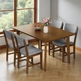 thumbnail image 1 of GZXS 5-Piece Rectangular Dining Table Set, 47.24" Kitchen Table with Solid Wood Legs, 4 Upholstered Linen Chairs with Padded Seat, Ideal for Small Spaces & Apartments (Walnut), 1 of 9