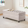 thumbnail image 1 of GZXS 50-Inch Storage Bench, Flip-Top Ottoman with Comfortable Fabric Upholstered Seating & Wood Legs, for Living Room/Foyer/Hallway, Light Gray, 1 of 8
